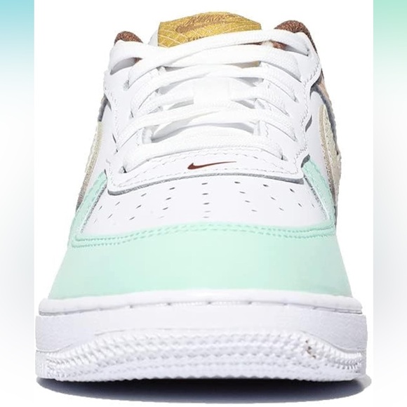 Nike Air Force 1 with White, Mint, Peach, and Brown - Picture 5 of 7